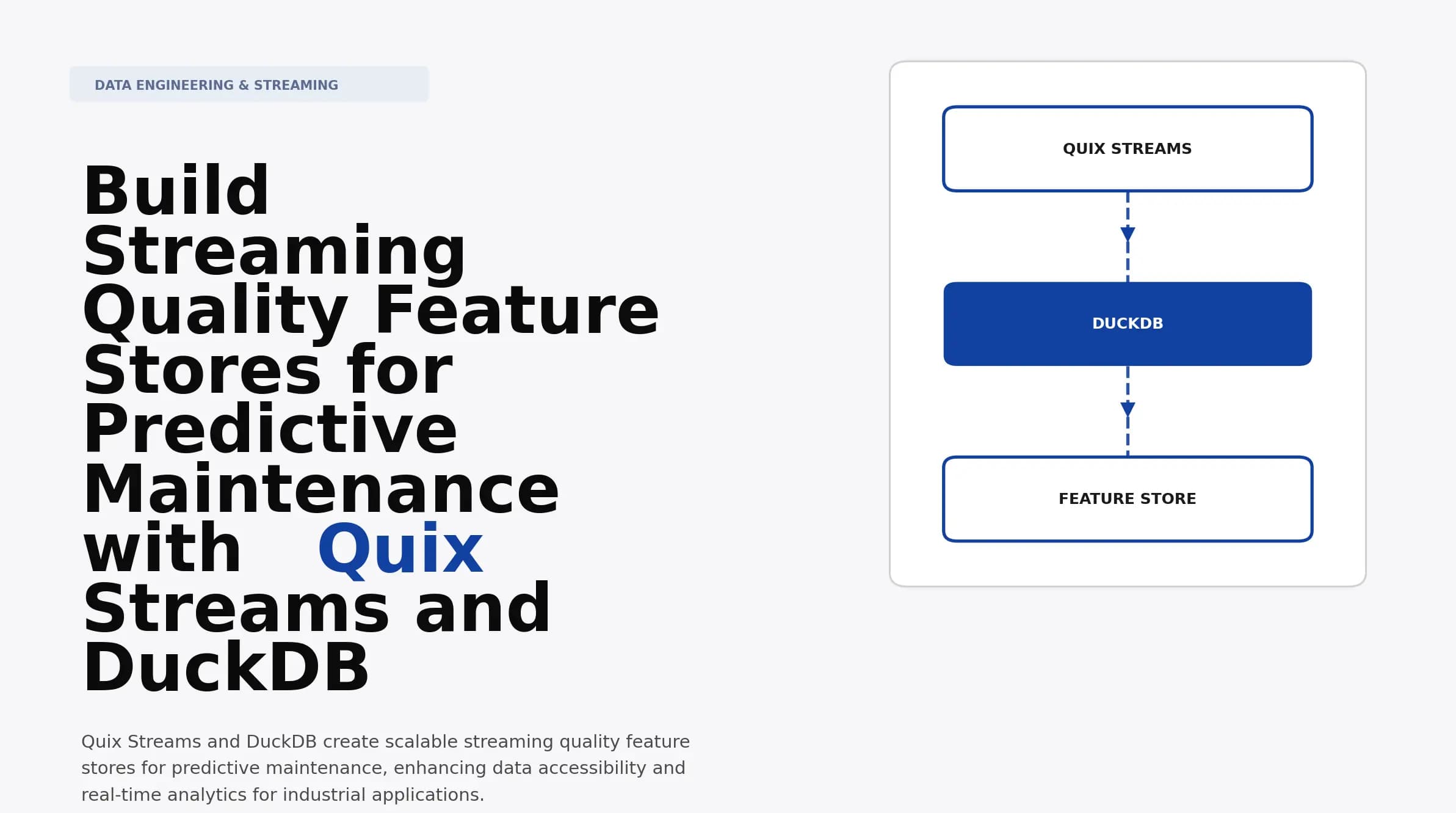 Build Streaming Quality Feature Stores for Predictive Maintenance with Quix Streams and DuckDB