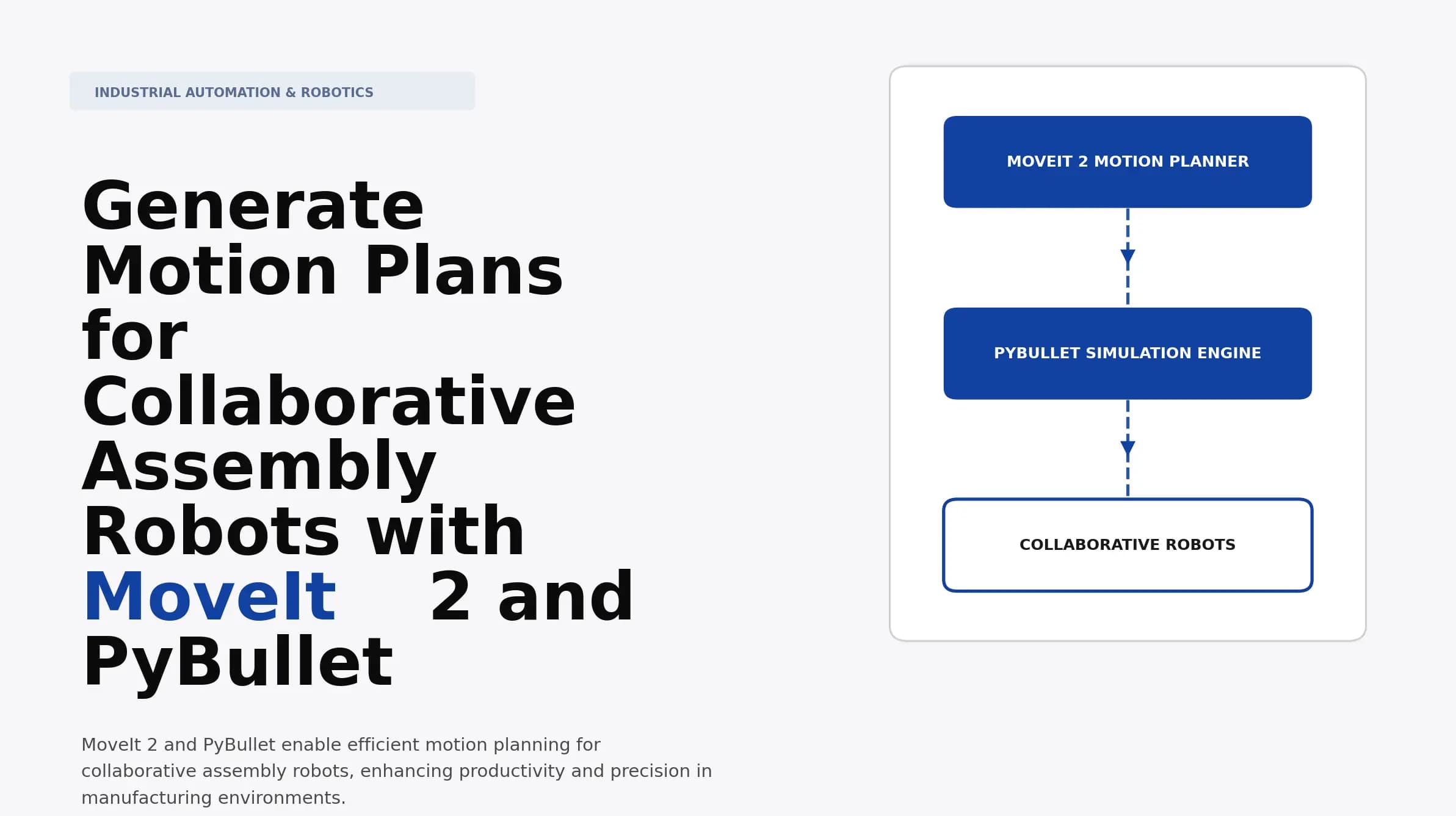 Generate Motion Plans for Collaborative Assembly Robots with MoveIt 2 and PyBullet