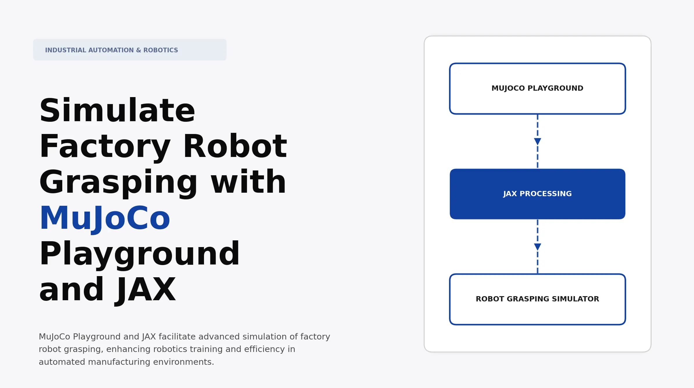 Simulate Factory Robot Grasping with MuJoCo Playground and JAX